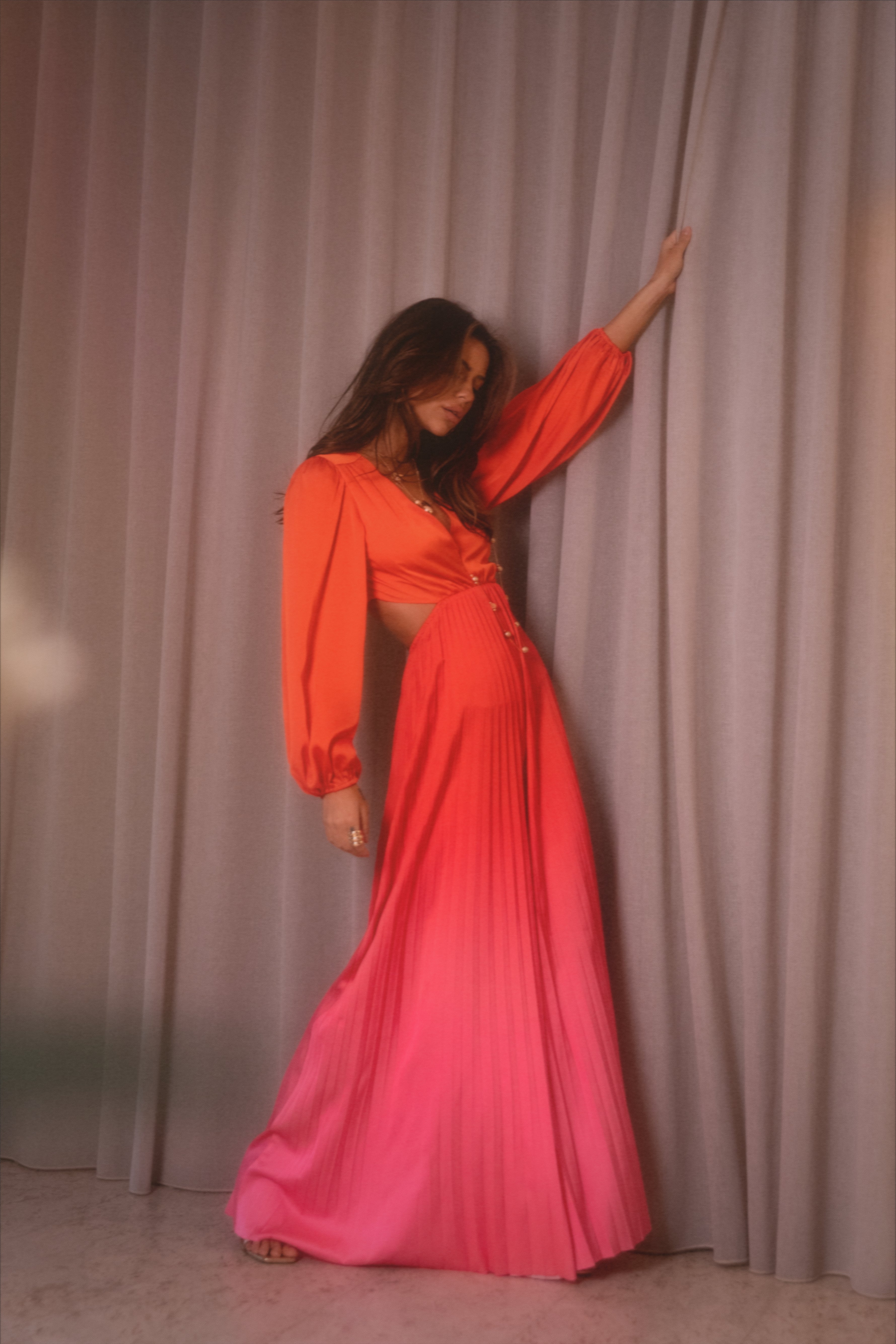 Krista Gradient Jumpsuit - Red-Ladys Street