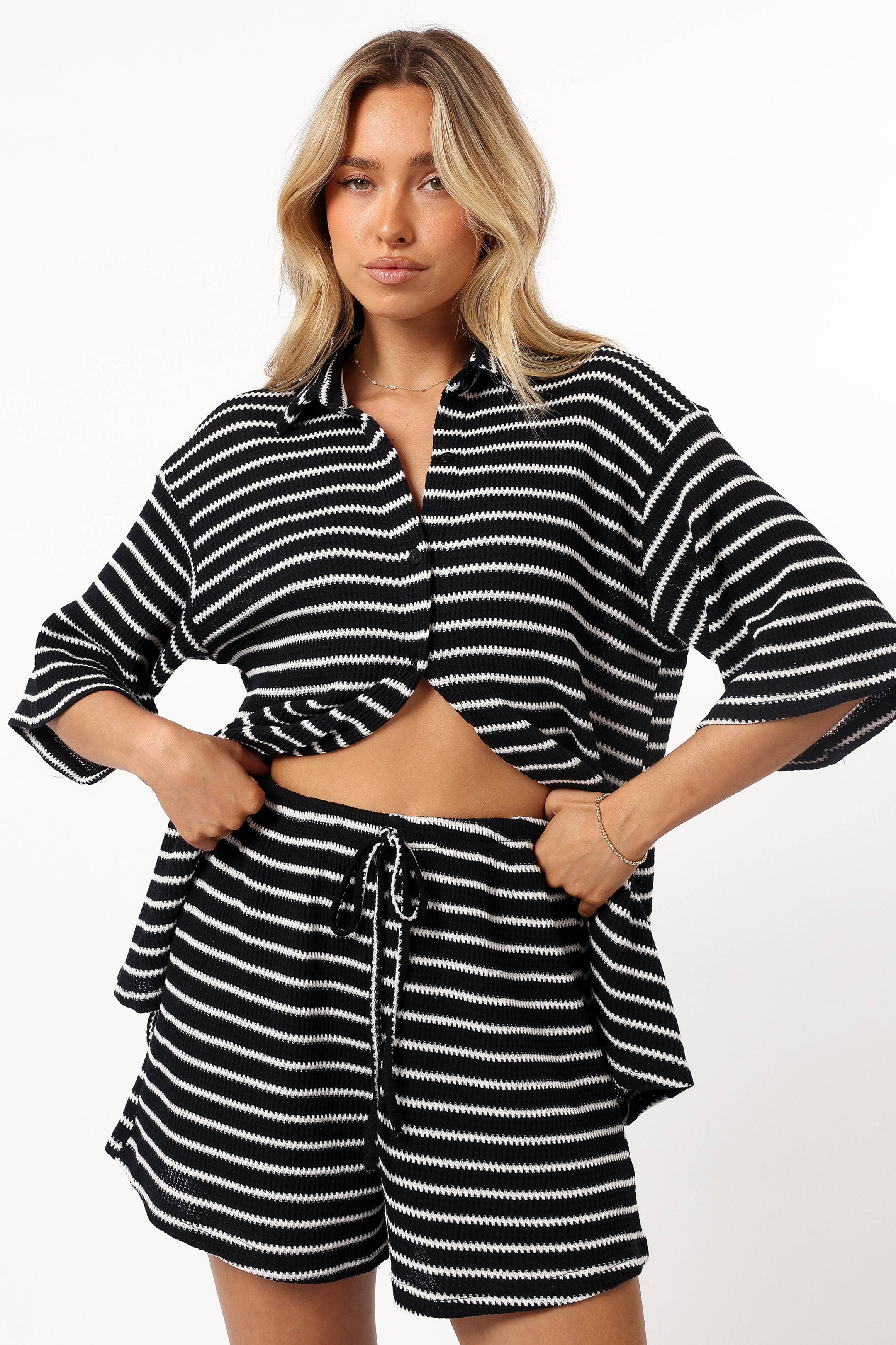 Linnea Short Set - Black White-Ladys Street