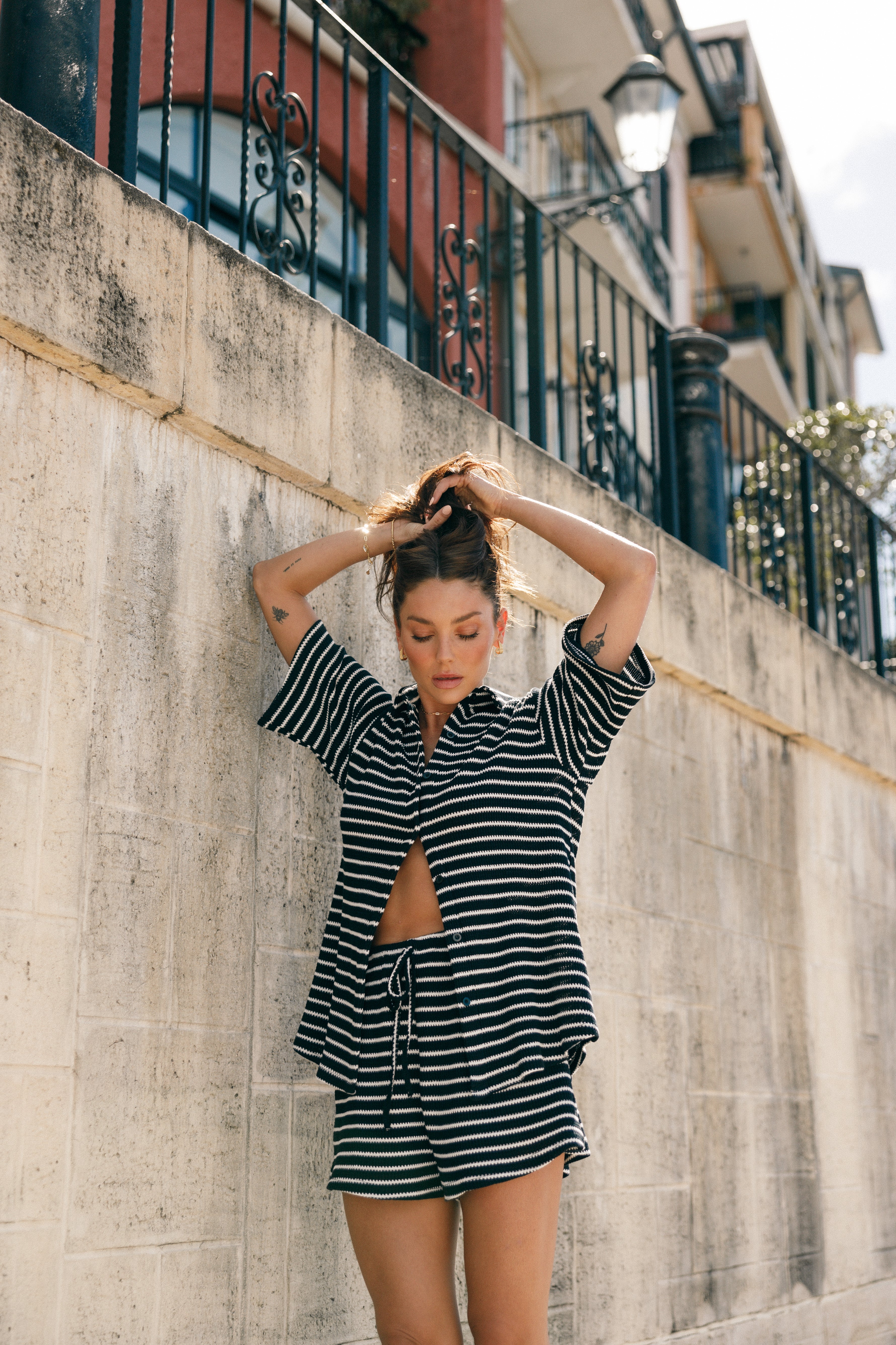 Linnea Short Set - Black White-Ladys Street