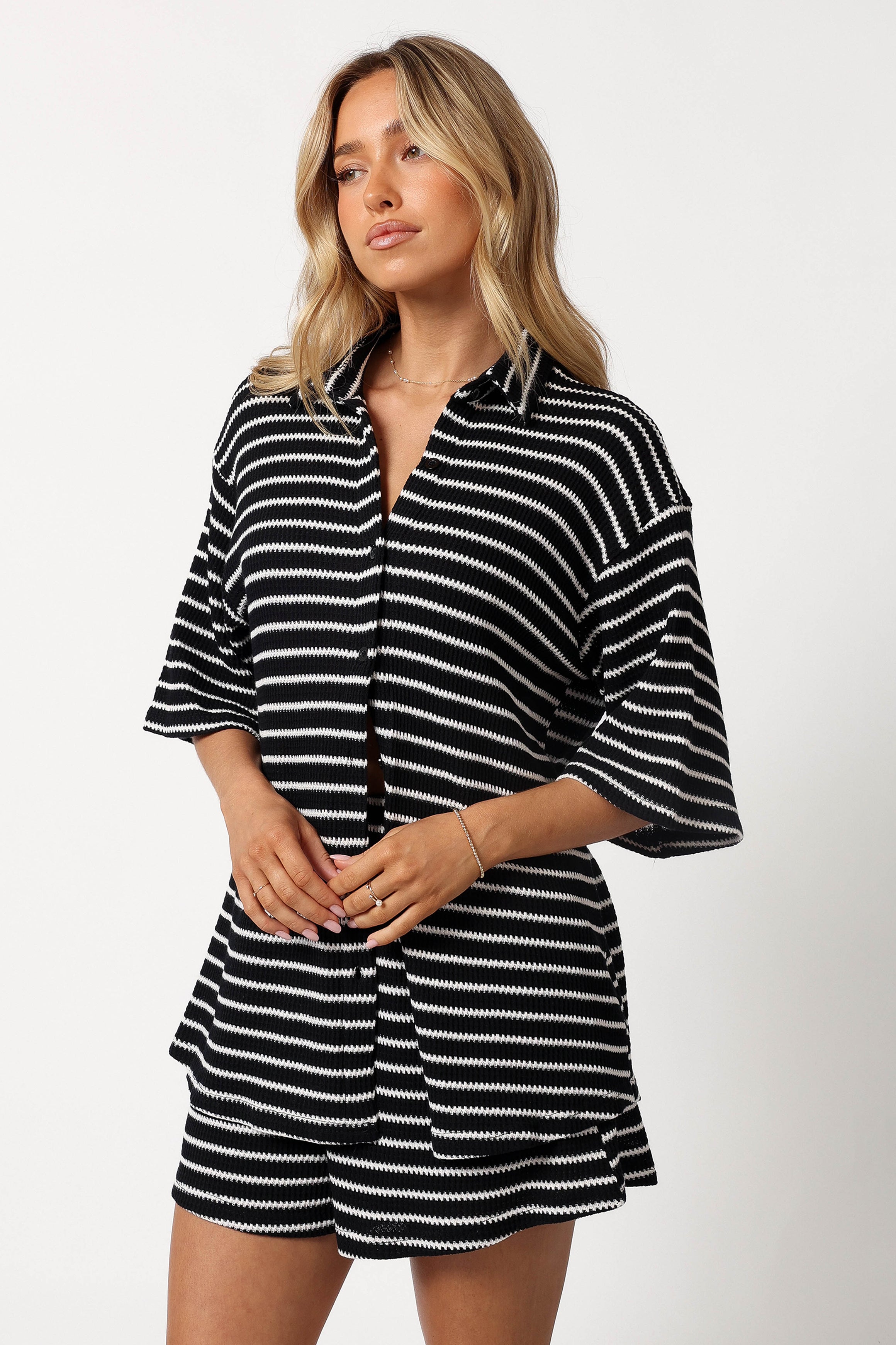 Linnea Short Set - Black White-Ladys Street