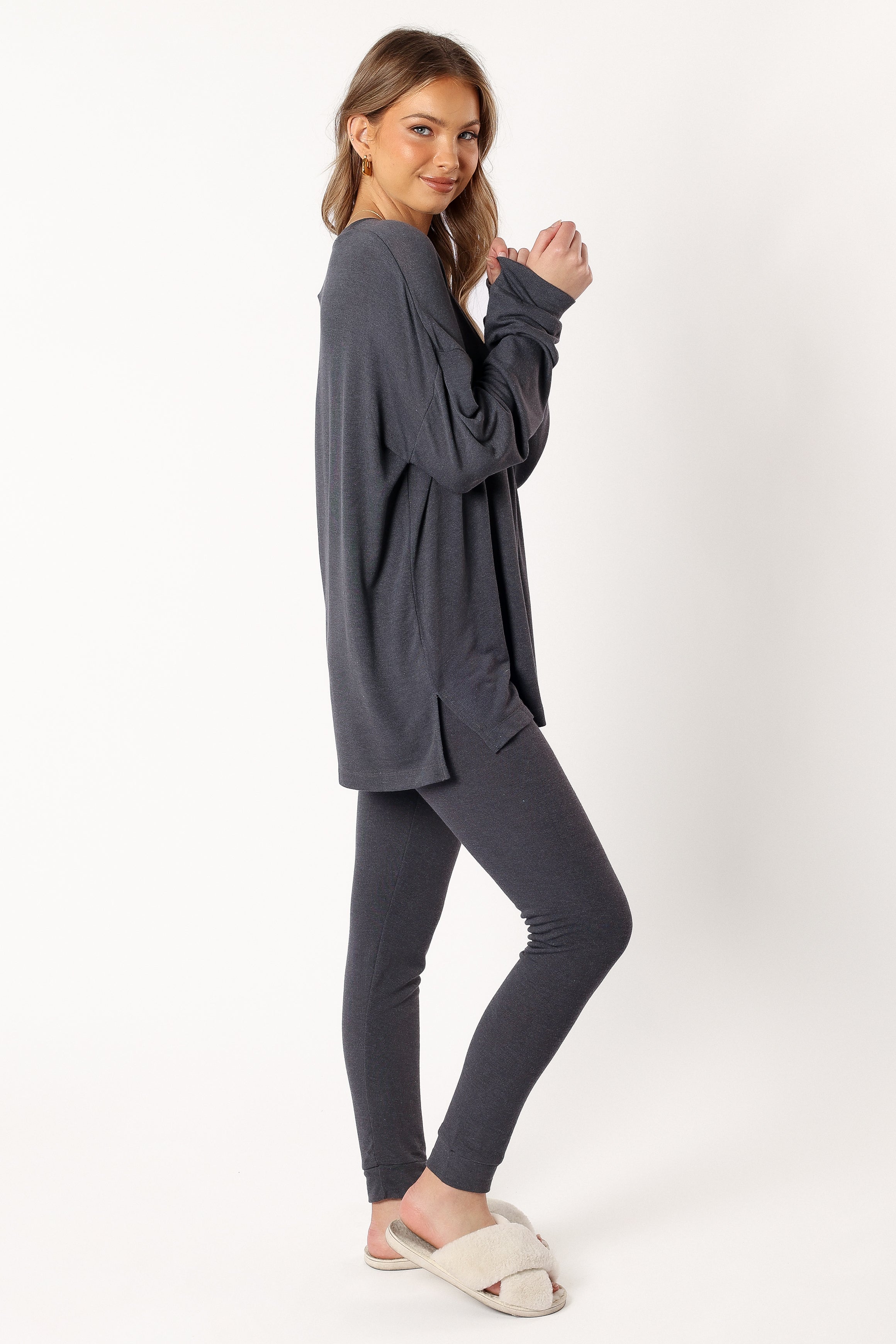 Margo Two Piece Set - Charcoal-Ladys Street