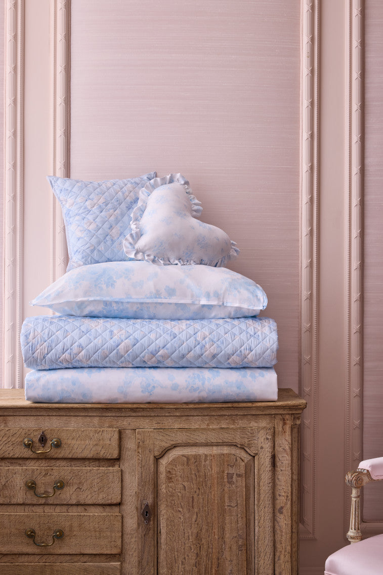 Floral Quilted Pillow - WHISPER BLUE-Charming Rule