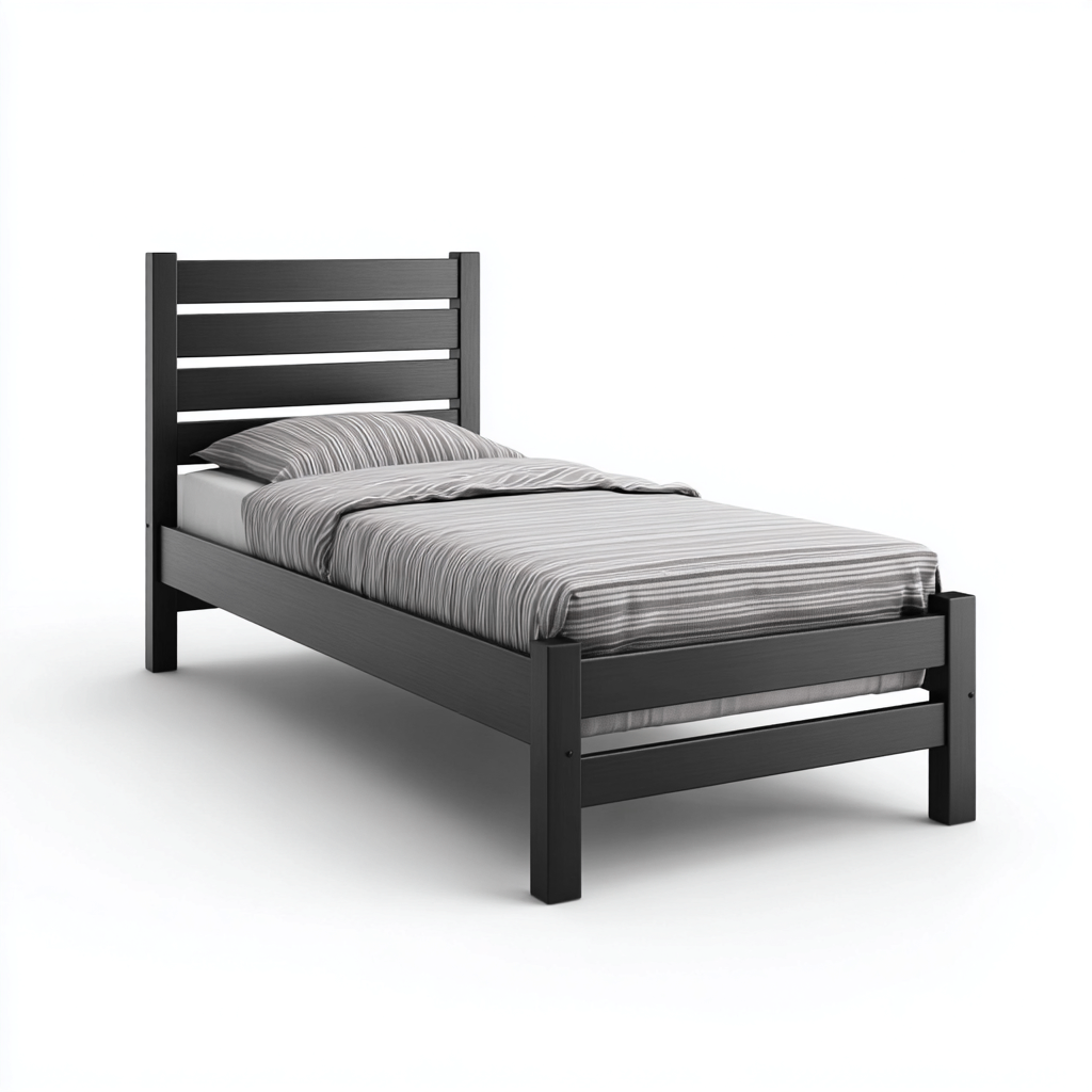 Eenpersoonsbed - Hout - 200x100x95 cm - Zwart - Modern ontwerp-Chicuse