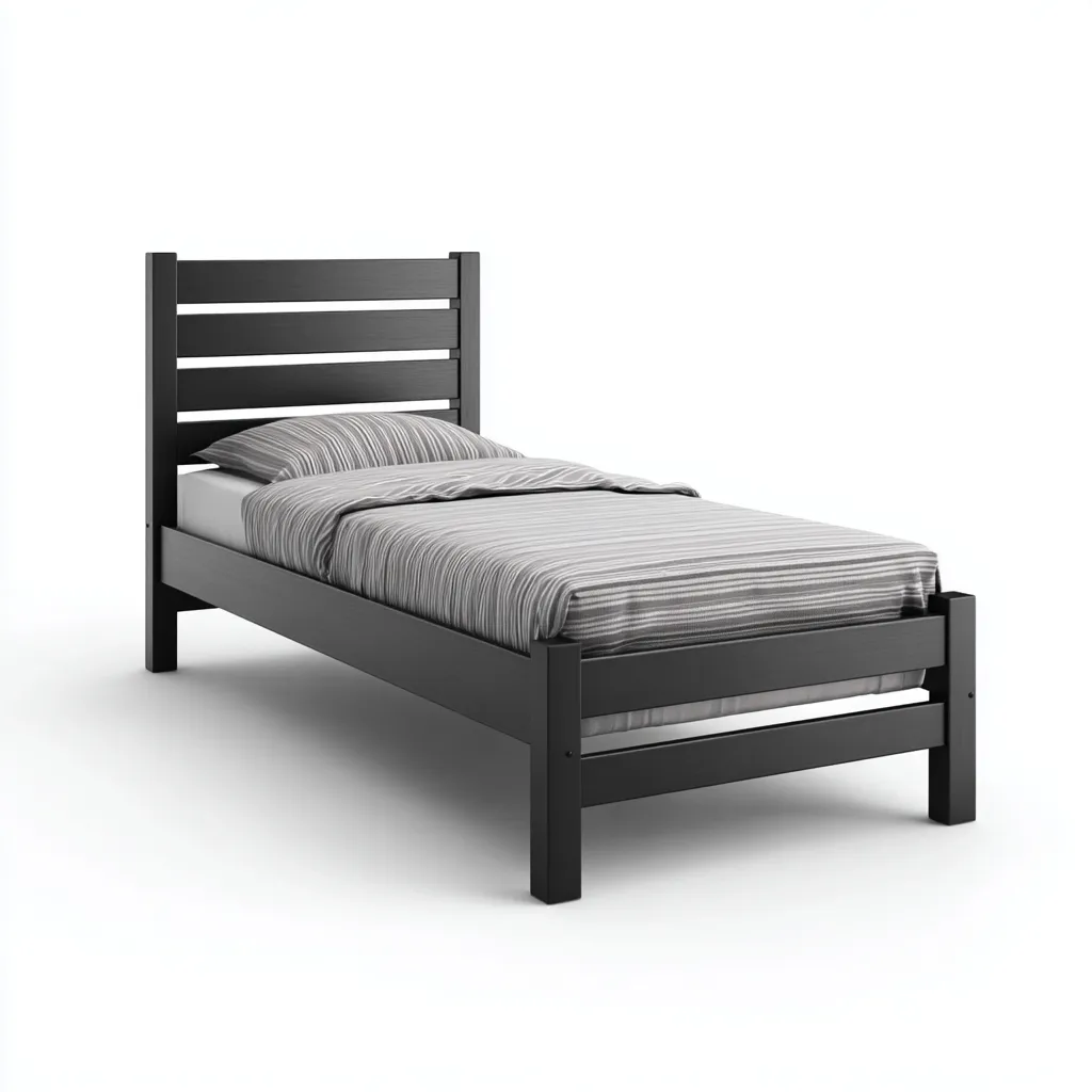 Eenpersoonsbed - Hout - 200x100x95 cm - Zwart - Modern ontwerp-Chicuse