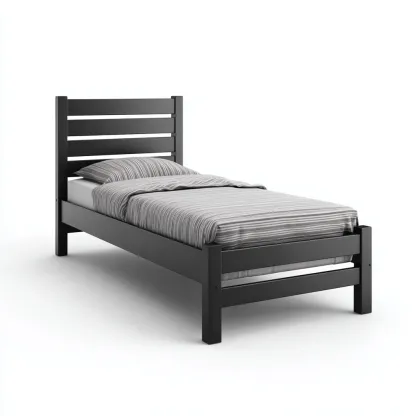 Eenpersoonsbed - Hout - 200x100x95 cm - Zwart - Modern ontwerp-Chicuse