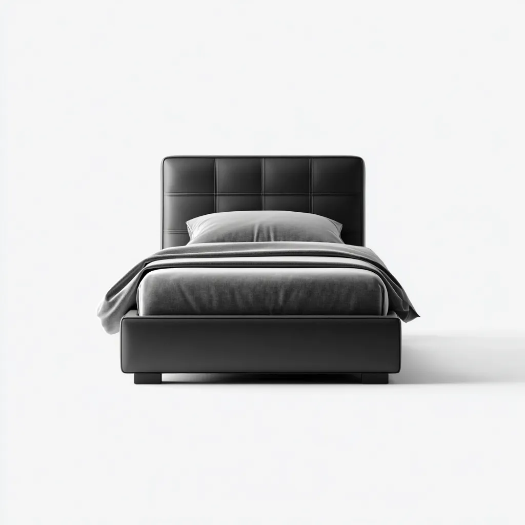 Eenpersoonsbed - Kunstleer-hout - 200x100x95 cm - Zwart - Modern ontwerp-Chicuse