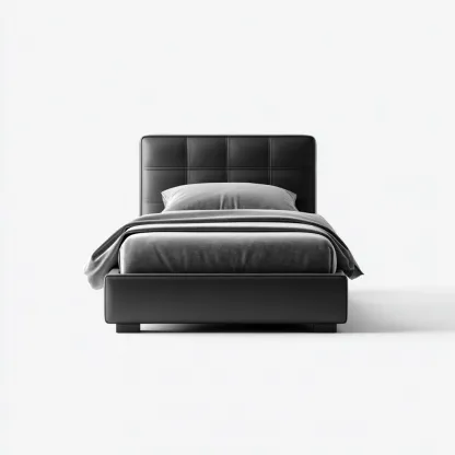 Eenpersoonsbed - Kunstleer-hout - 200x100x95 cm - Zwart - Modern ontwerp-Chicuse