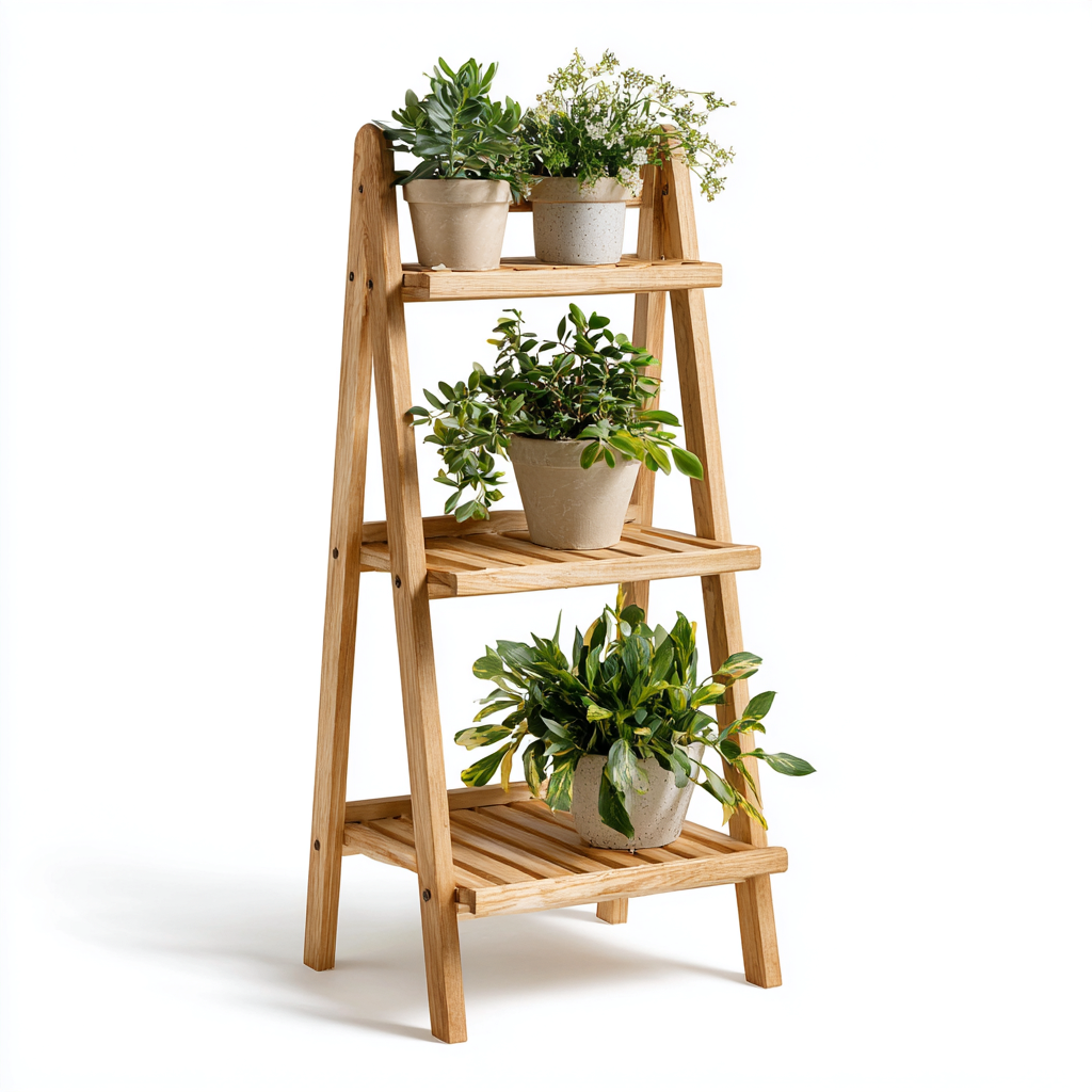 Plantenstandaard - Hout - 55x40x115 cm - Naturel - Modern design-Chicuse