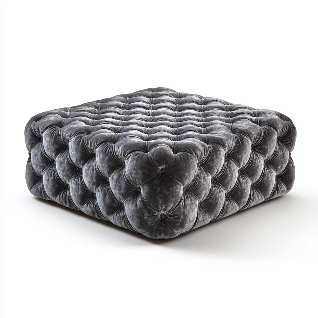 Poef - fluwelen bekleding - 90x90x40 cm - donkergrijs - klassiek ontwerp-Chicuse