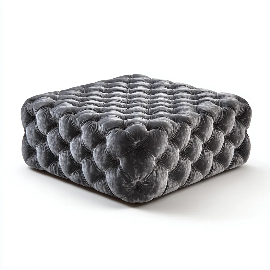 Poef - fluwelen bekleding - 90x90x40 cm - donkergrijs - klassiek ontwerp-Chicuse