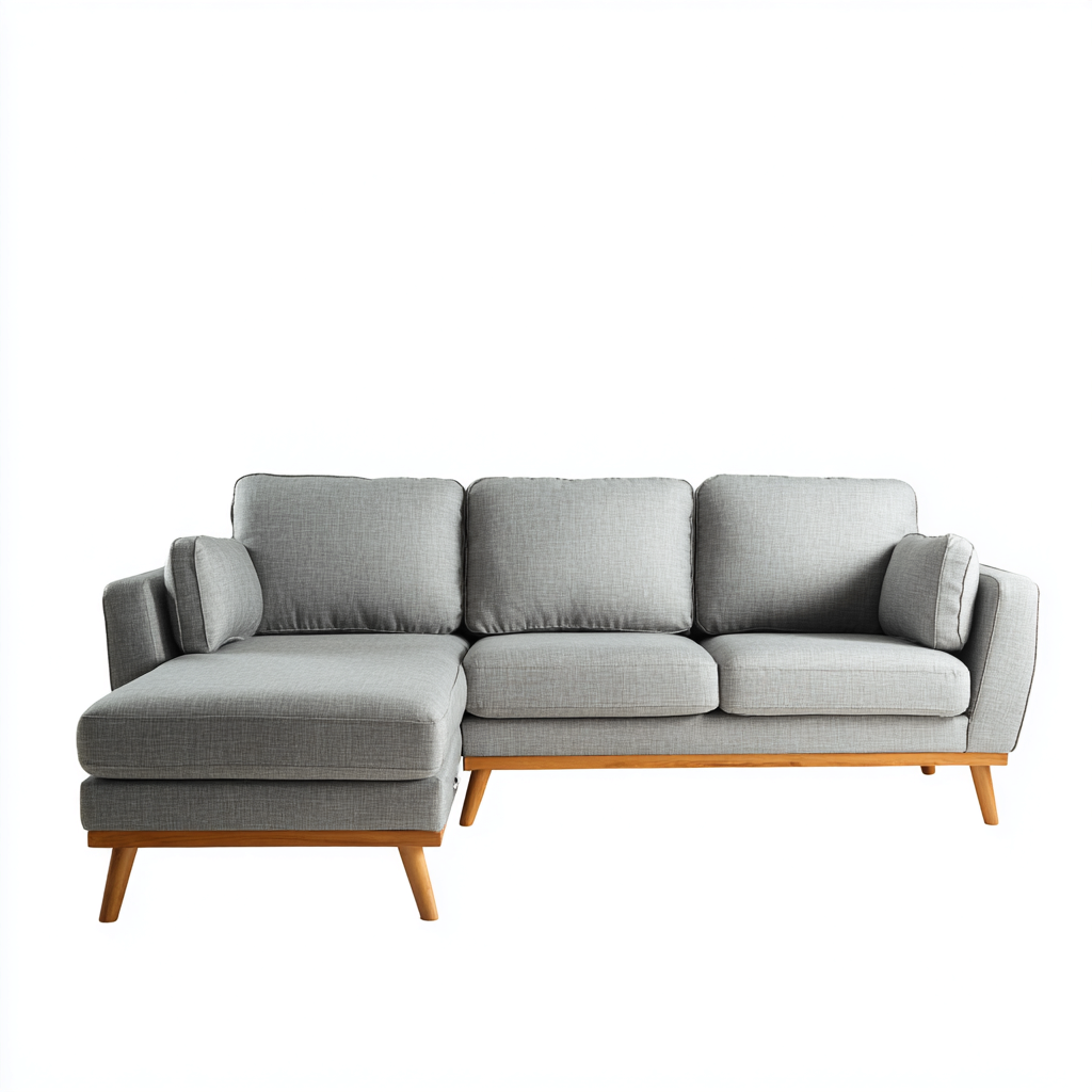 Hoekbank - stof - 266x176x85 cm - lichtgrijs - Scandinavisch ontwerp-Chicuse