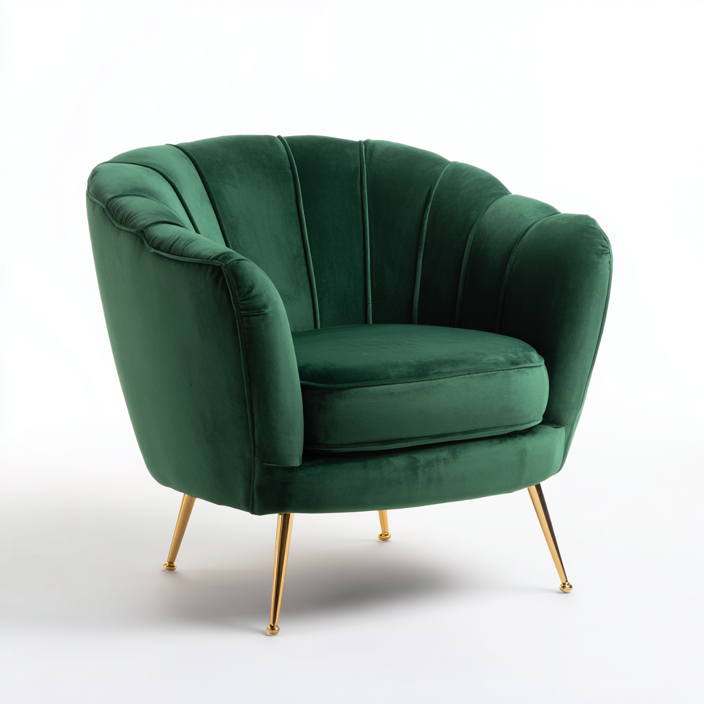 Fauteuil - Fluweel-metaal - 82x78x85 cm - Donkergroen - Art Deco design-Chicuse