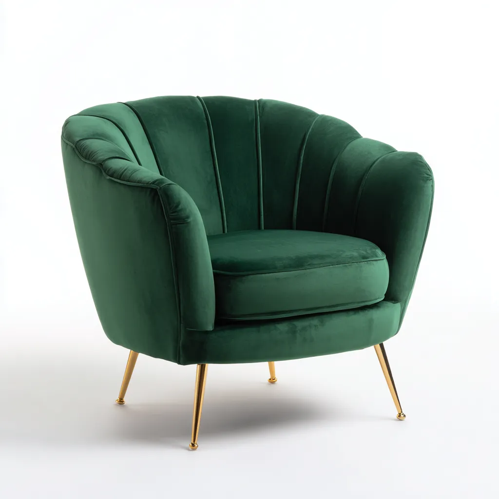 Fauteuil - Fluweel-metaal - 82x78x85 cm - Donkergroen - Art Deco design-Chicuse