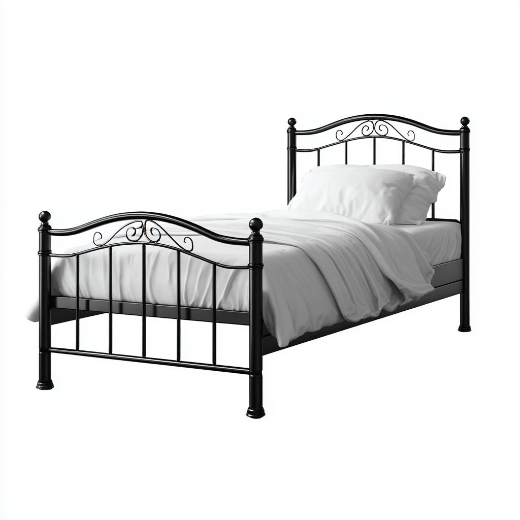 Eenpersoonsbed - Metaal - 200x90x100 cm - Zwart - Klassiek ontwerp-Chicuse