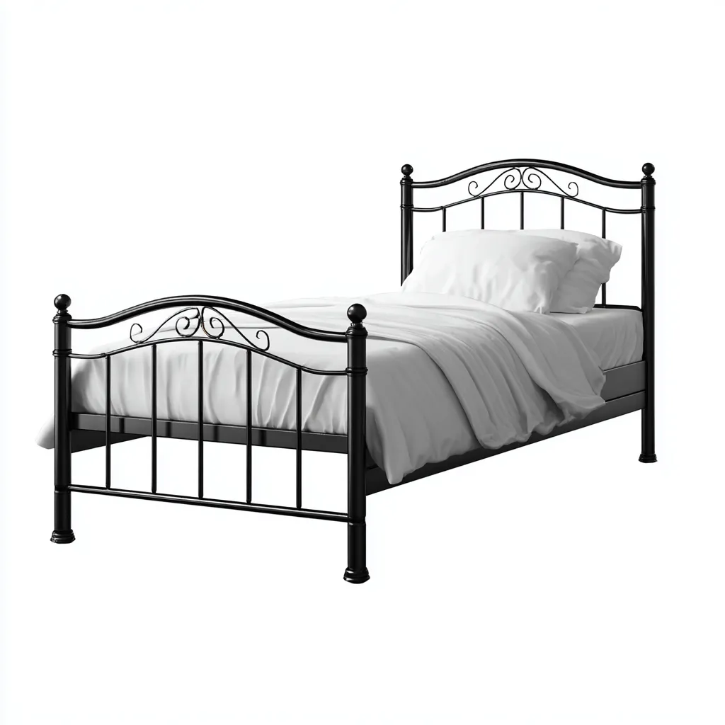 Eenpersoonsbed - Metaal - 200x90x100 cm - Zwart - Klassiek ontwerp-Chicuse