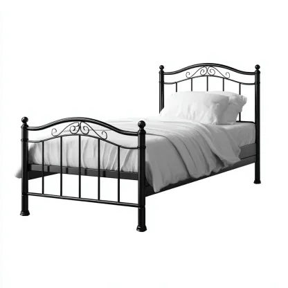 Eenpersoonsbed - Metaal - 200x90x100 cm - Zwart - Klassiek ontwerp-Chicuse