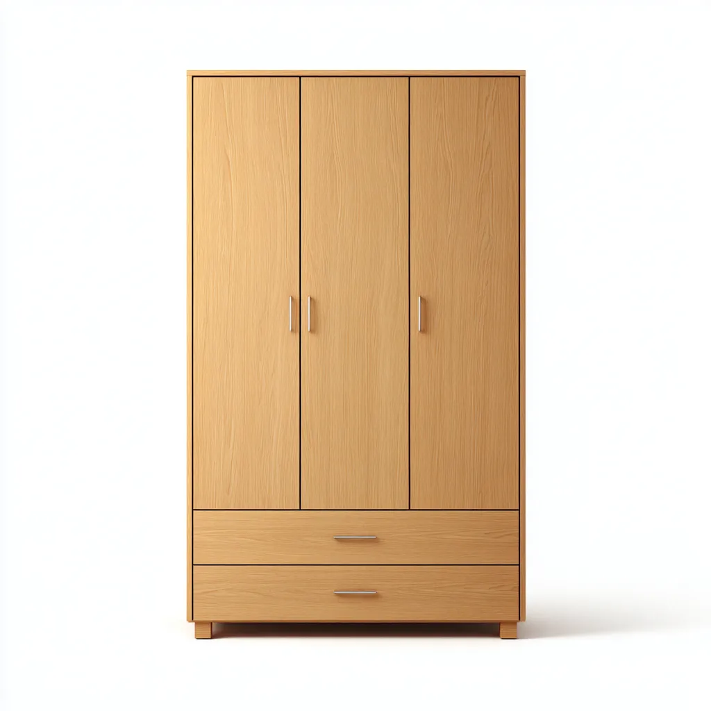 Kledingkast - spaanplaat-metaal - 180x60x210 cm - bruin - 3-deurs ontwerp met laden in eikenlook-Chicuse