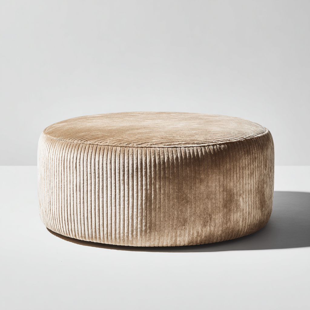 Poef - ribfluwelen bekleding - 85x85x35 cm - beige - modern ontwerp-Chicuse