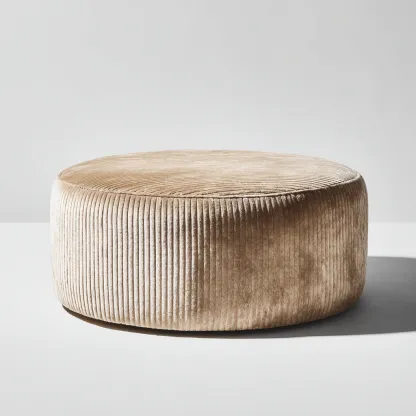 Poef - ribfluwelen bekleding - 85x85x35 cm - beige - modern ontwerp-Chicuse