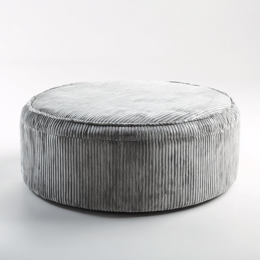 Poef - ribfluwelen bekleding - 90x90x35 cm - lichtgrijs - modern ontwerp-Chicuse