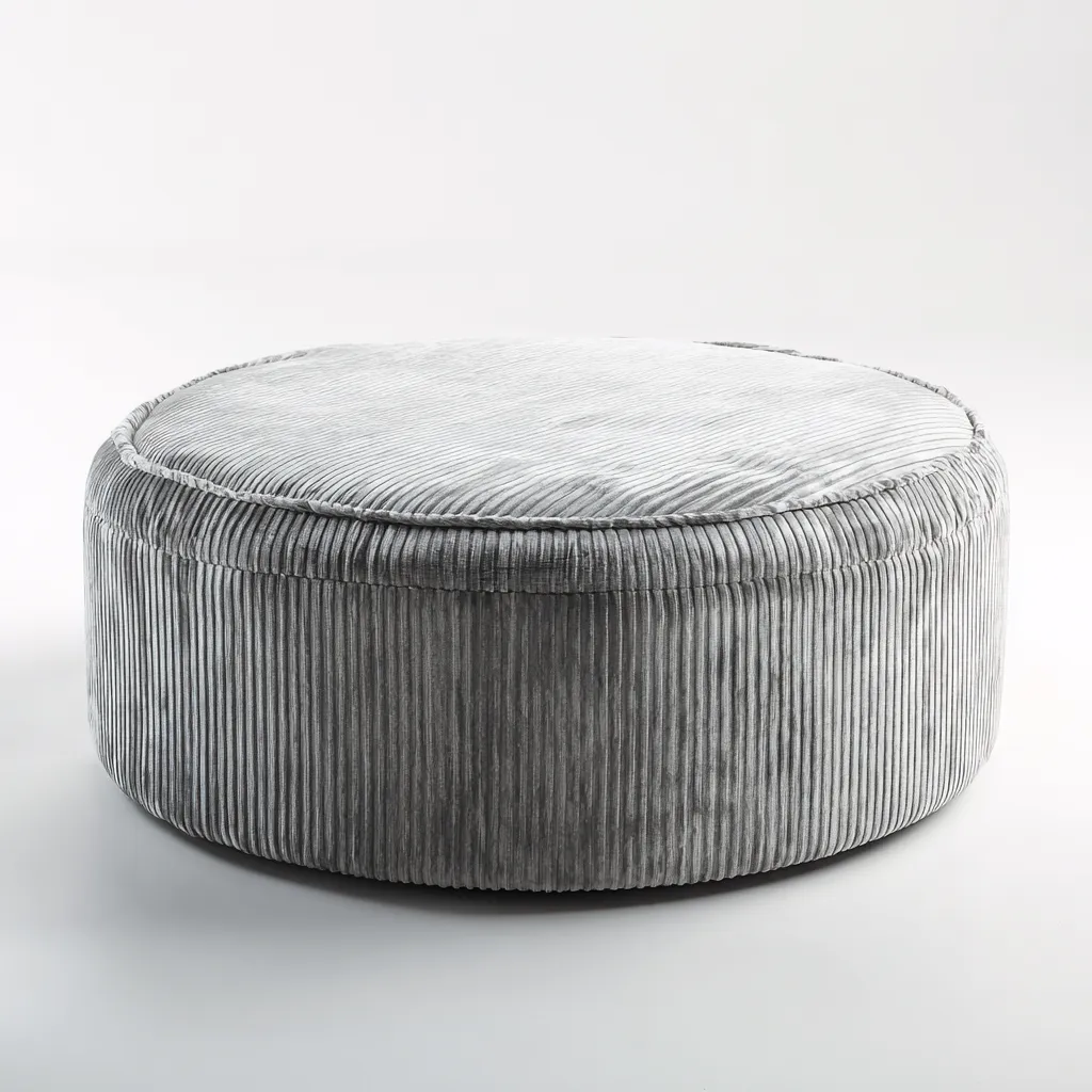 Poef - ribfluwelen bekleding - 90x90x35 cm - lichtgrijs - modern ontwerp-Chicuse