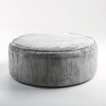 Poef - ribfluwelen bekleding - 90x90x35 cm - lichtgrijs - modern ontwerp-Chicuse