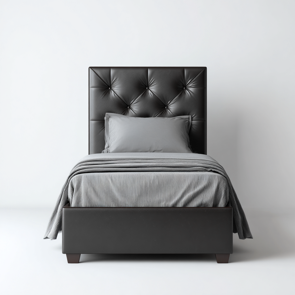 Eenpersoonsbed - Kunstleer-hout - 200x100x105 cm - Zwart - Modern luxe ontwerp-Chicuse