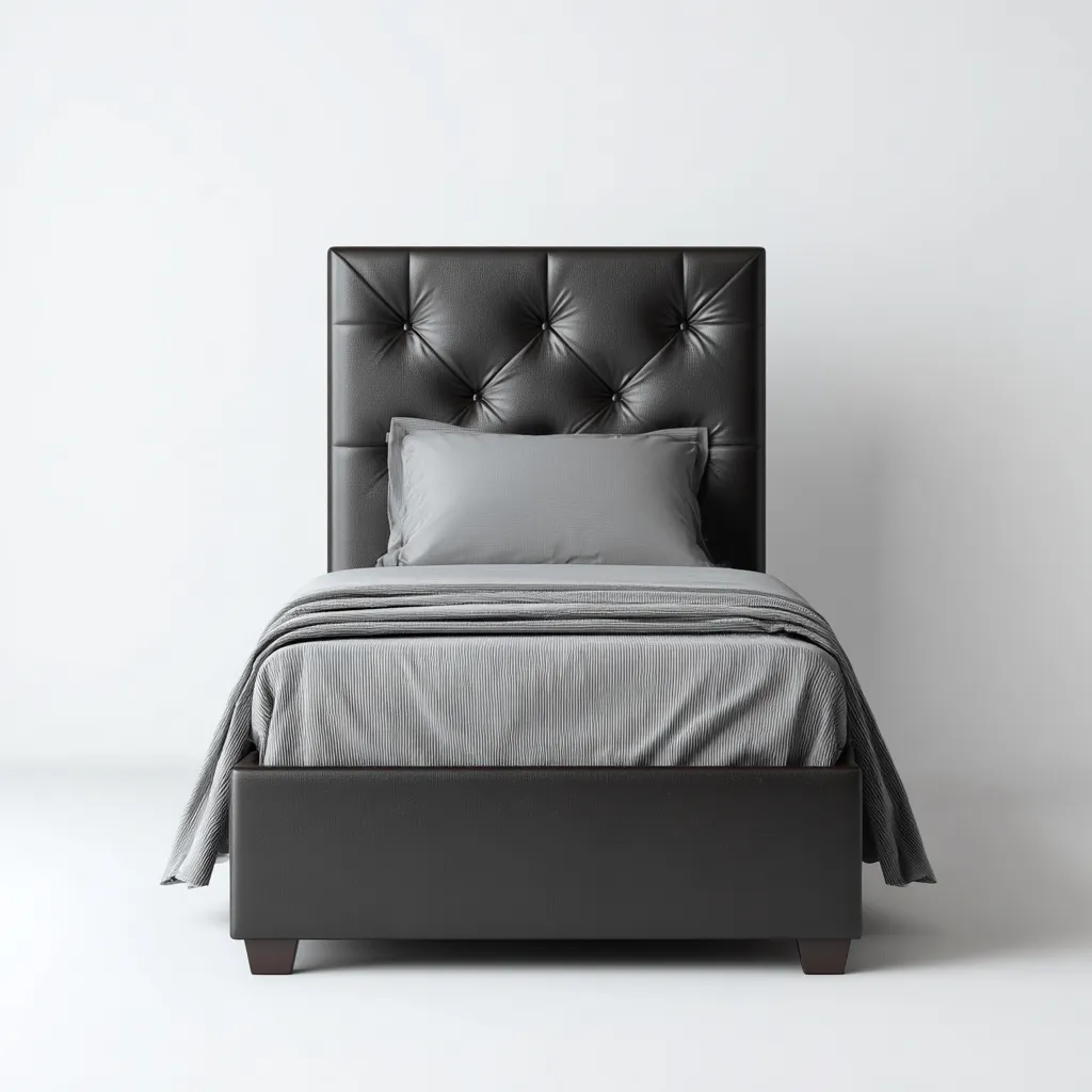 Eenpersoonsbed - Kunstleer-hout - 200x100x105 cm - Zwart - Modern luxe ontwerp-Chicuse