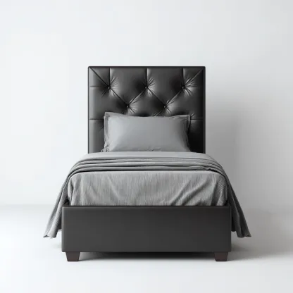 Eenpersoonsbed - Kunstleer-hout - 200x100x105 cm - Zwart - Modern luxe ontwerp-Chicuse