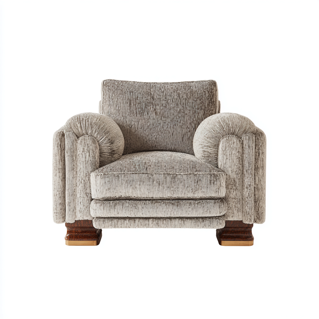 Fauteuil - Chenille stof - 105x95x85 cm - Lichtgrijs - Retro design-Chicuse