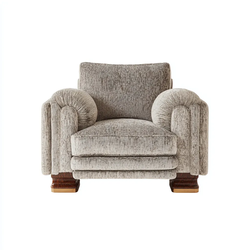 Fauteuil - Chenille stof - 105x95x85 cm - Lichtgrijs - Retro design-Chicuse