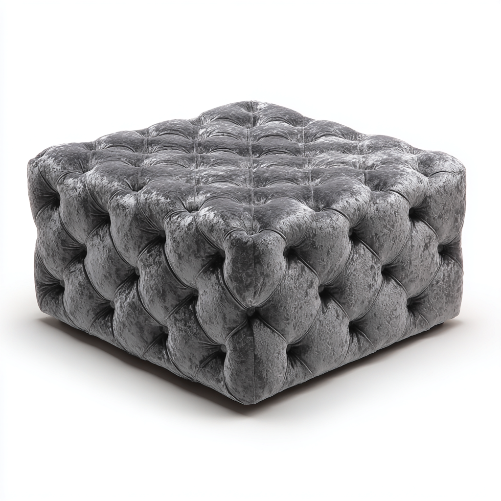 Poef - fluwelen bekleding - 80x80x40 cm - donkergrijs - klassiek ontwerp-Chicuse