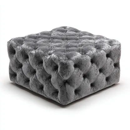 Poef - fluwelen bekleding - 80x80x40 cm - donkergrijs - klassiek ontwerp-Chicuse