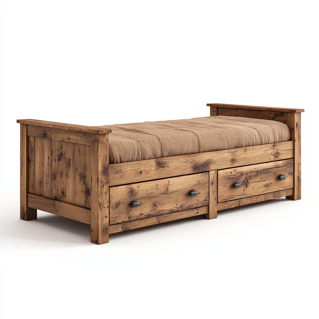 Eenpersoonsbed - Massief hout - 200x90x85 cm - Donkerbruin - Landelijke stijl-Chicuse
