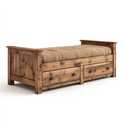 Eenpersoonsbed - Massief hout - 200x90x85 cm - Donkerbruin - Landelijke stijl-Chicuse