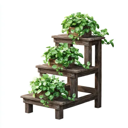 Plantenstandaard - Hout - 70x40x80 cm - Donkerbruin - Klassiek design-Chicuse