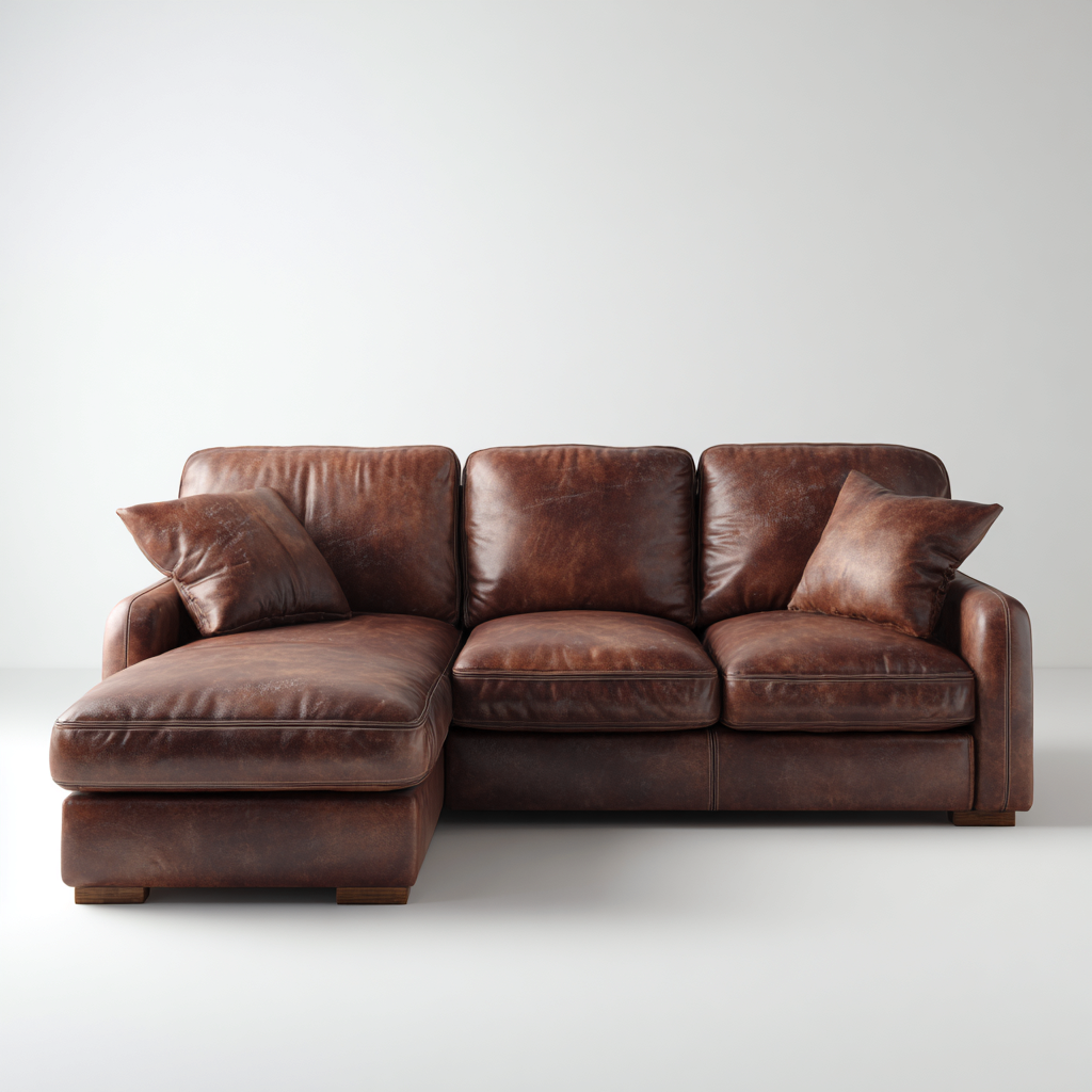 Hoekbank - leer - 270x180x85 cm - bruin - industrieel ontwerp-Chicuse