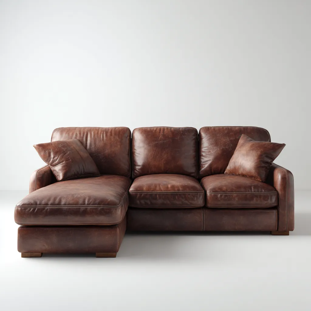 Hoekbank - leer - 270x180x85 cm - bruin - industrieel ontwerp-Chicuse