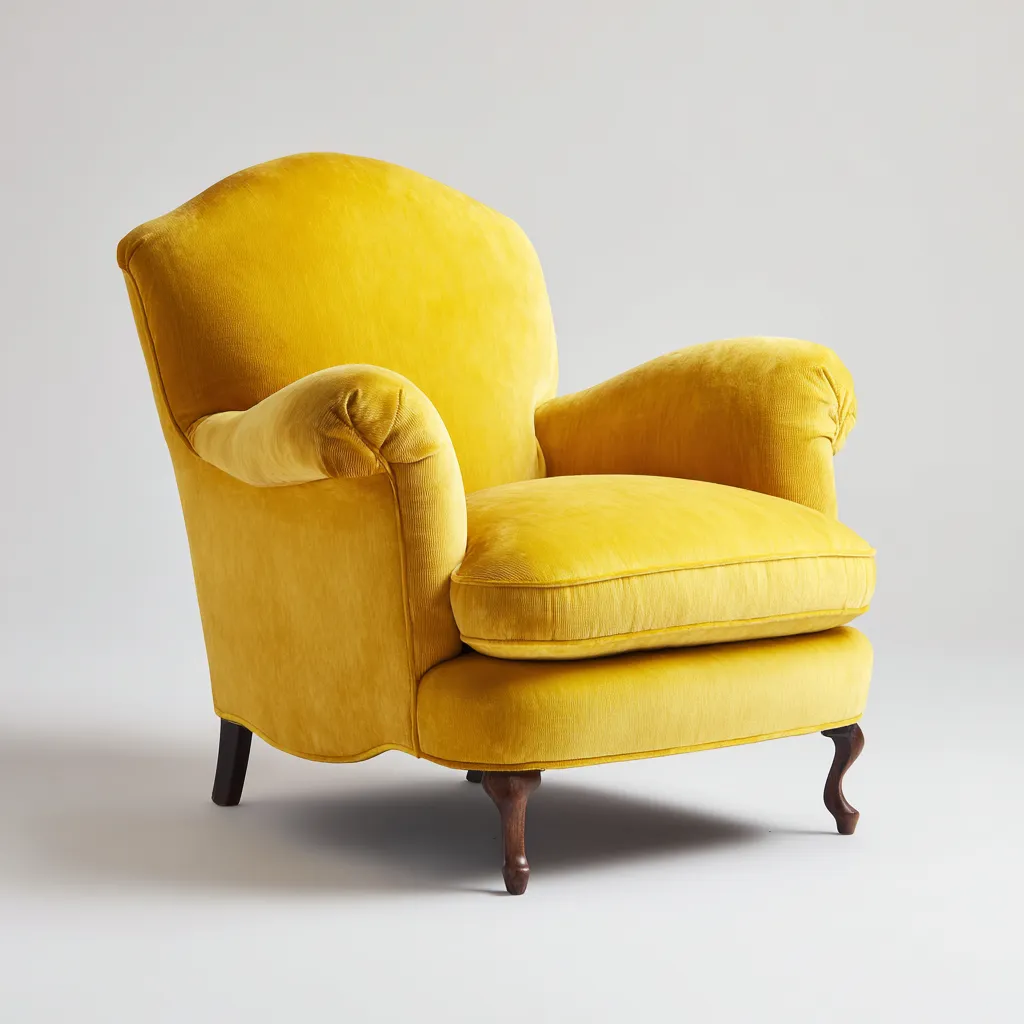 Fauteuil - Fluweel-hout - 90x85x95 cm - Geel - Klassiek design-Chicuse