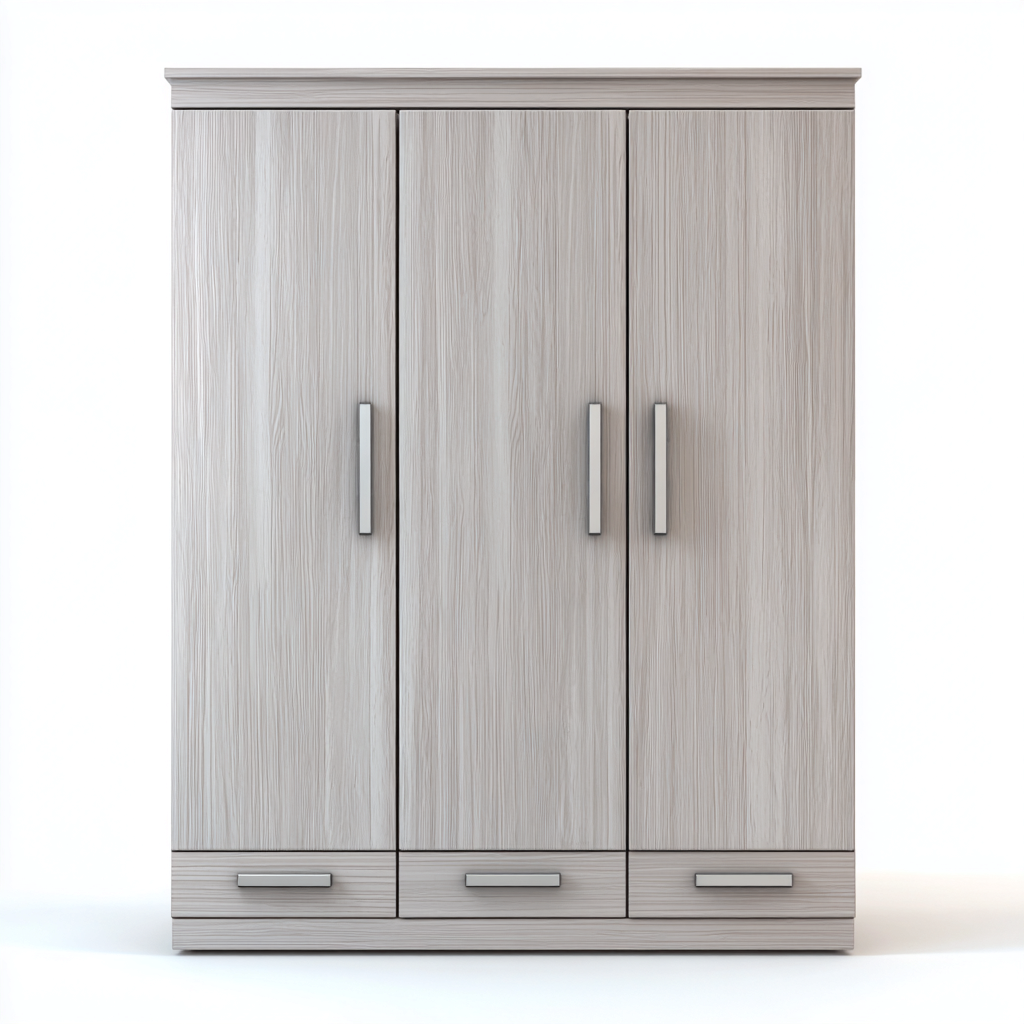 Kledingkast - MDF-hout - 150x58x200 cm - lichtgrijs - Eigentijds ontwerp met metalen handgrepen-Chicuse