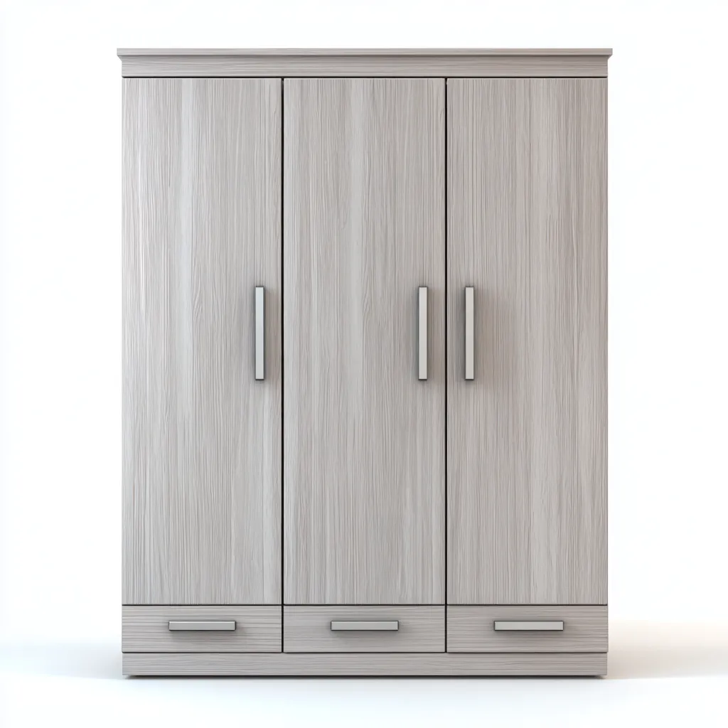 Kledingkast - MDF-hout - 150x58x200 cm - lichtgrijs - Eigentijds ontwerp met metalen handgrepen-Chicuse