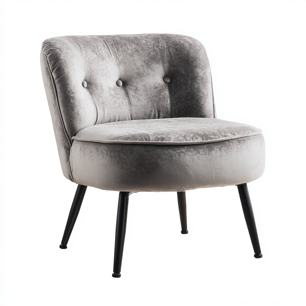Fauteuil - Fluweel-metaal - 70x68x78 cm - Grijs - Modern minimalistisch design-Chicuse