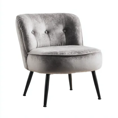 Fauteuil - Fluweel-metaal - 70x68x78 cm - Grijs - Modern minimalistisch design-Chicuse