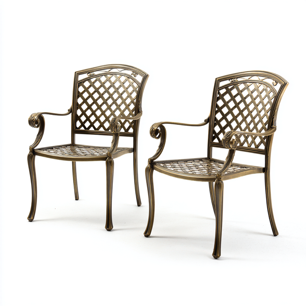 Tuinstoel - aluminium - 61x64x91 cm - brons - klassiek ontwerp-Chicuse