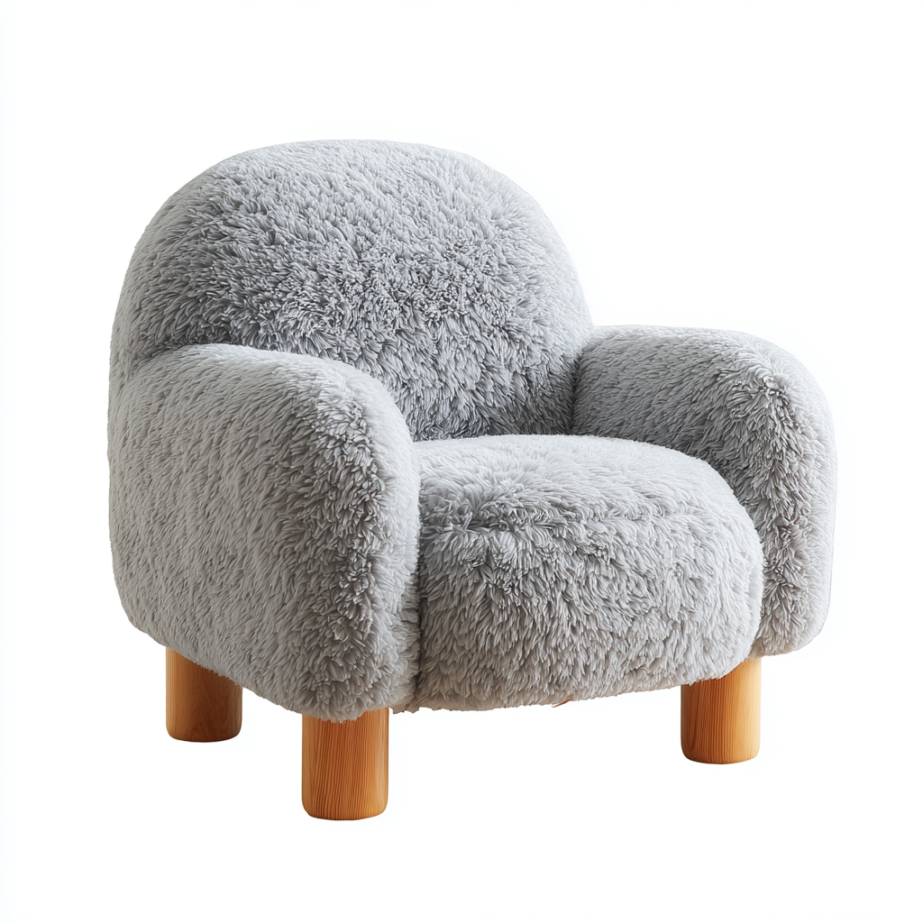 Fauteuil - Kunstbont-hout - 78x80x75 cm - Grijs - Modern ontwerp-Chicuse