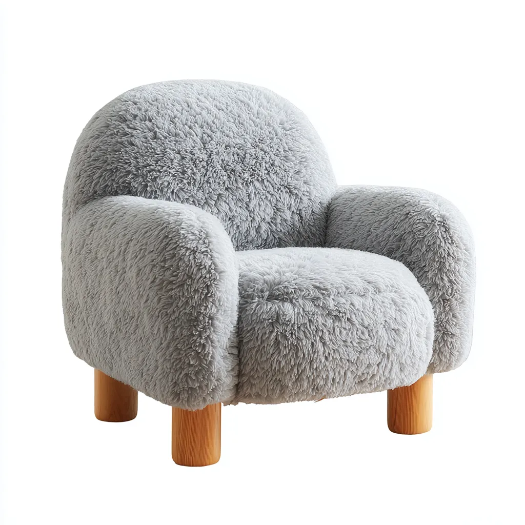 Fauteuil - Kunstbont-hout - 78x80x75 cm - Grijs - Modern ontwerp-Chicuse