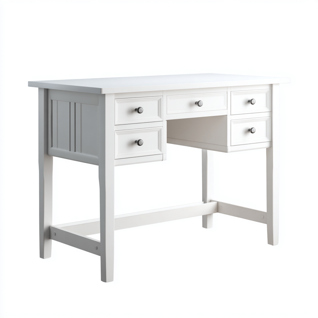Bureau - Hout - 120x60x75 cm - Wit - Klassiek ontwerp met lade-indeling-Chicuse