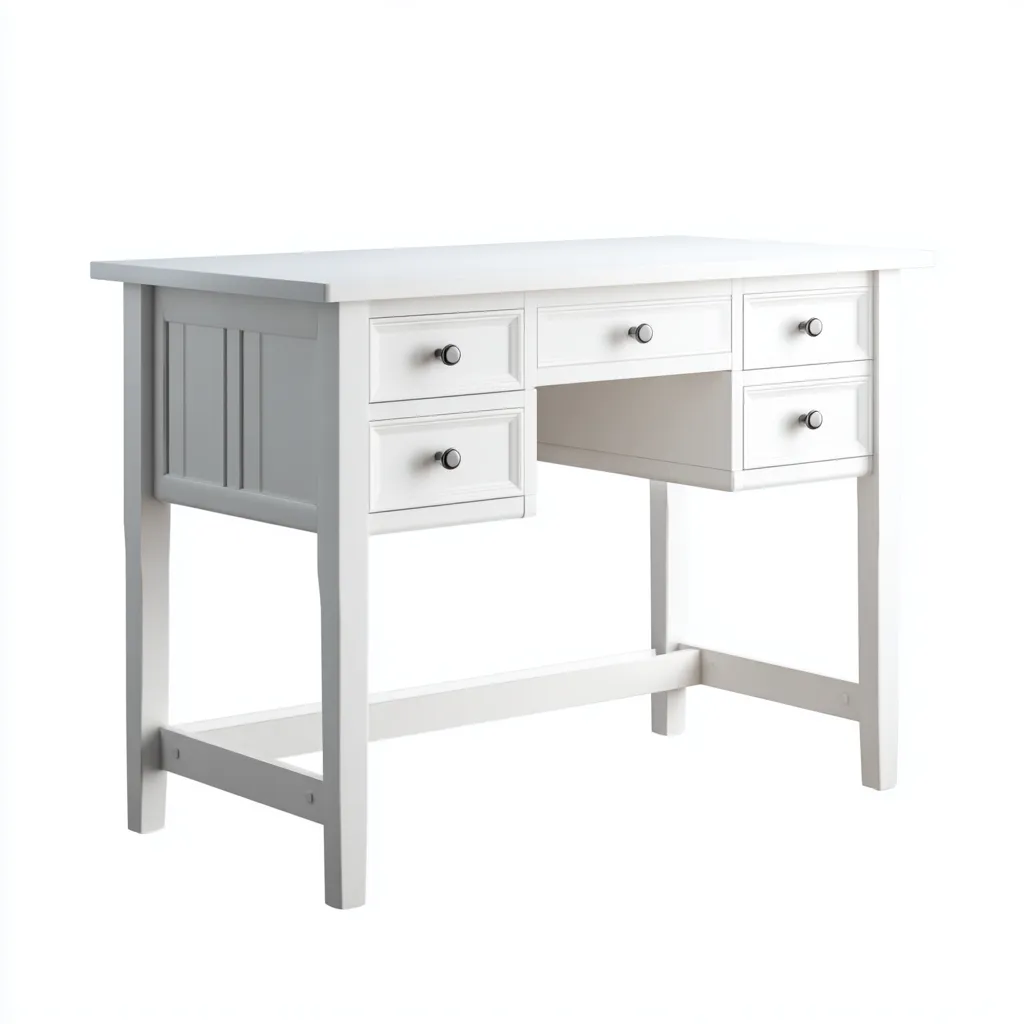 Bureau - Hout - 120x60x75 cm - Wit - Klassiek ontwerp met lade-indeling-Chicuse