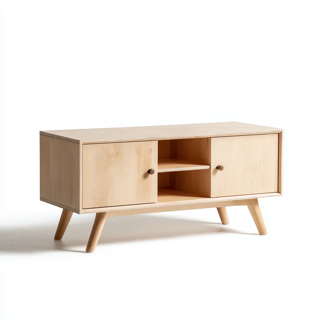 Tv-meubel - Hout - 120x40x55 cm - Lichtbruin - Scandinavische stijl-Chicuse