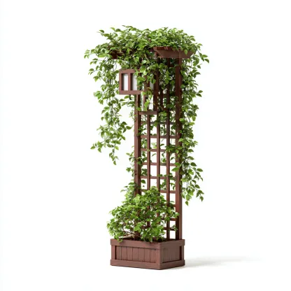 Plantenstandaard - Hout - 80x35x180 cm - Bruin - Klassiek design-Chicuse